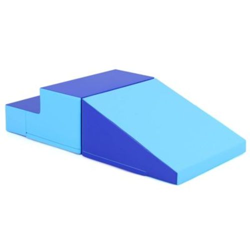 Costway Step and Slide Climber for Infants and Toddlers Baby Soft Foam Structure Blocks Blue