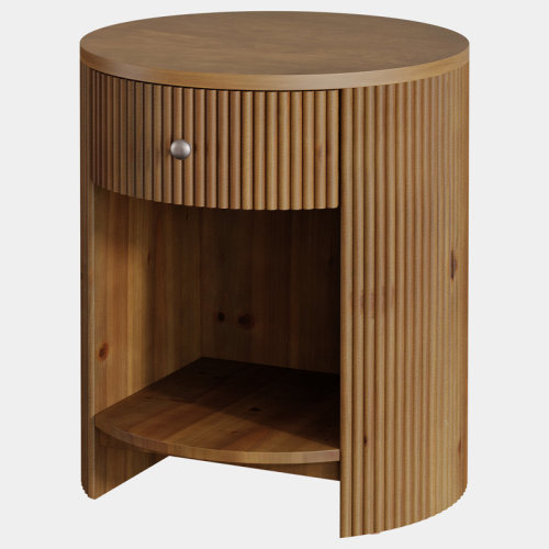 Latitude Run® Fluted Bedside Table (Walnut Brown)