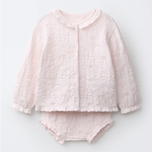 COTTON-SILK KNIT JACKET AND BLOOMERS SET - Pastel pink | ZARA United States