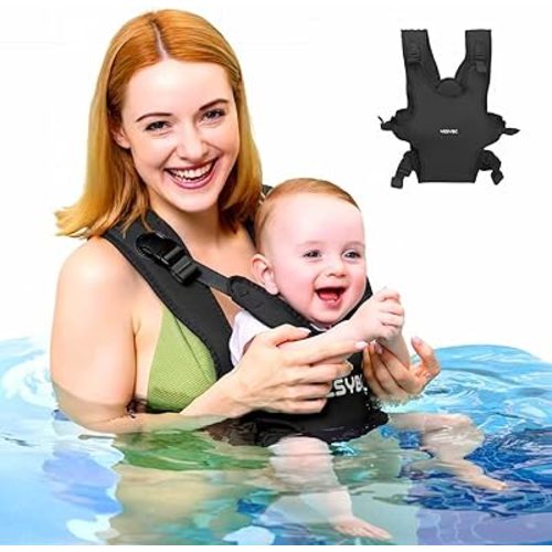 Baby Carrier, Dual-Use Adjustable Baby Sling Support Infant Chest Holder with Drawstring Backpack for Newborn to Toddler 13-33 lbs Swimming Pool Beach Land (Black)