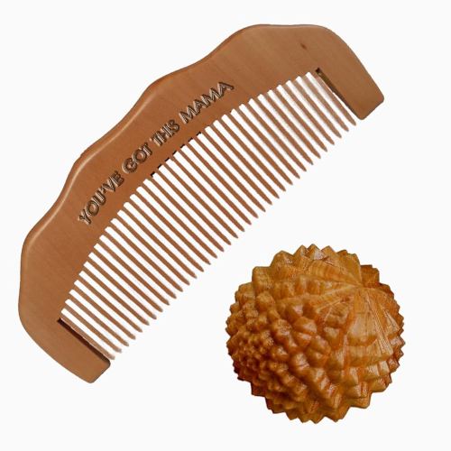 Birth Comb Acupressure Massage Ball Set - Wooden Labor Comb Natural Labor and Delivery Essentials, Mom to Be Gift, New Mom Gifts for Labor Pain Relief