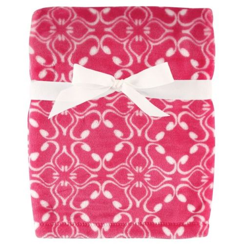 Hudson Baby Infant Girl Silky Plush Blanket, Blossoms, 30x40 inches