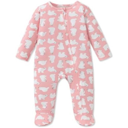Mikrdoo Baby Girls Zipper Footie Pajamas Bamboo Viscose Sleeper Preemie-9M