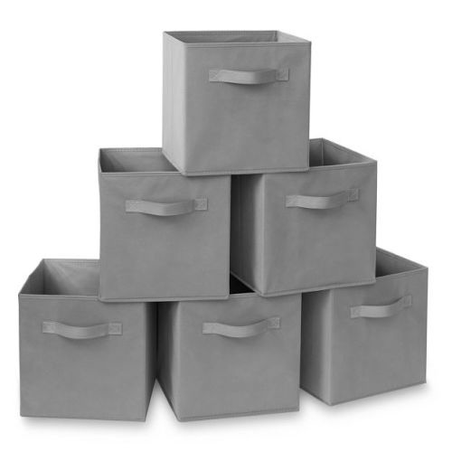 Casafield Set of 6 Collapsible Fabric Storage Cube Bins, Gray - 11" Foldable Cloth Baskets for Shelves and Cubby Organizers