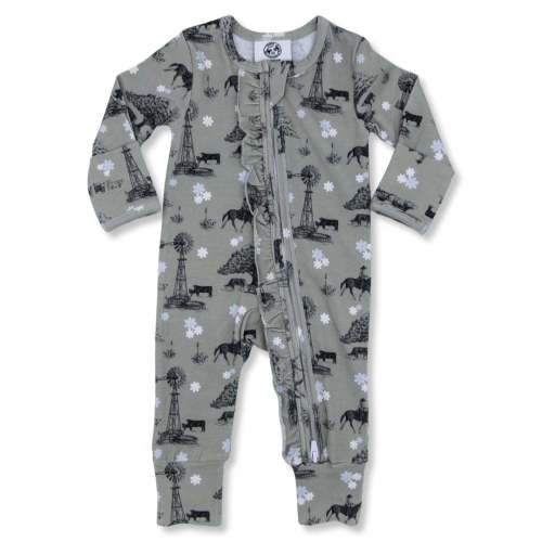 Sweet Grass -Ruffled- Folding Feet Jammies – Cowkid Clothing Company