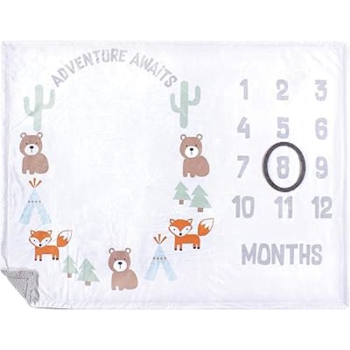 Hudson Baby Unisex Baby Plush Holiday and Milestone Blanket, Adventure Awaits, One Size