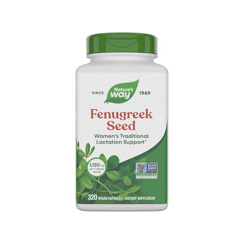 Nature's Way Fenugreek Seed Supplement, Fenugreek for Traditional Breastfeeding Lactation Support*, Non-GMO Project Verified, Vegan, 320 Capsules (Packaging May Vary)