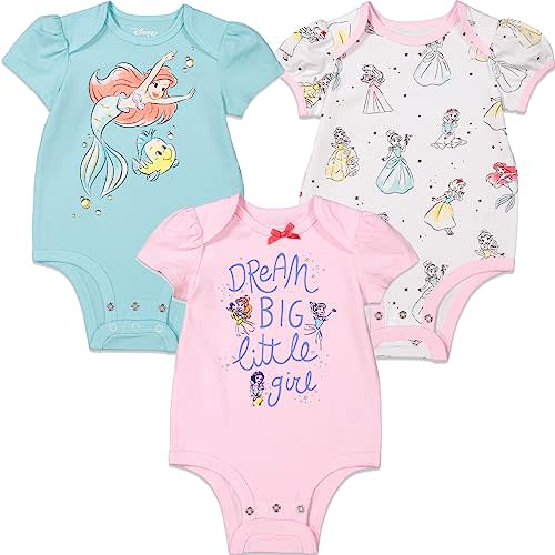 Disney Baby Girls Boys 3 Pack Bodysuits Newborn to Infant Sizes (Newborn - 24 Months)