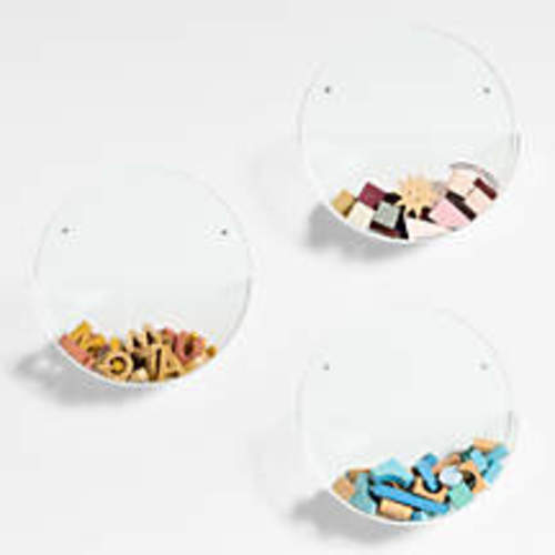 Now You See It Clear Acrylic Round Wall Baskets Set of 3