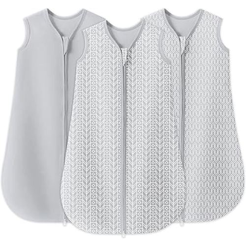 SWEET DOLPHIN 3 Pack Baby Sleep Sack - 100% Cotton 2-Way Zipper TOG 0.5 Infant Wearable Blanket, Newborn Essentials