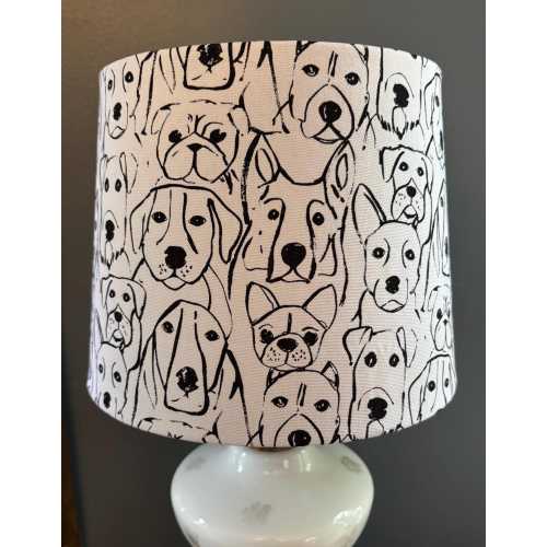 Black and White dogs fabric covered lampshade