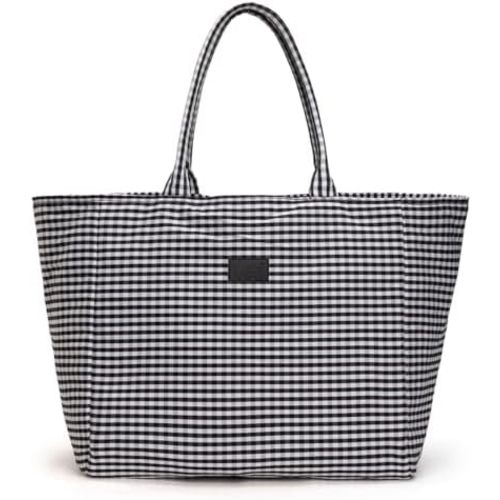 Montana West Lee Gingham Tote Bag for Women, Casual Big Canvas Tote Bag, Large Checkered Shoulder Handbag for Travel,Shopping
