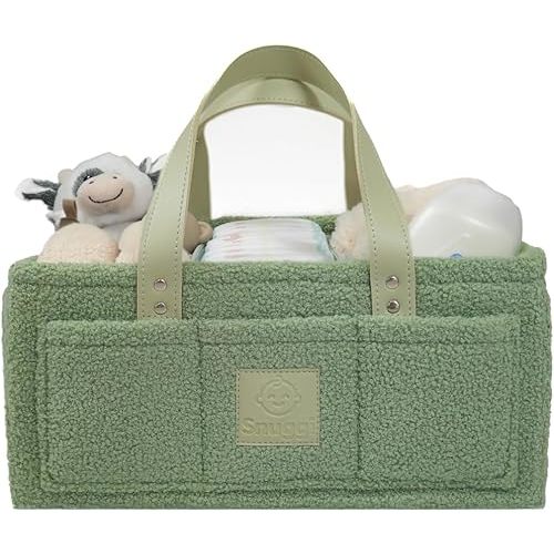 Baby Diaper Caddy Organizer with Handle & Toiletry Bag, Portable Nursery Storage Basket for Newborn Essentials, Baby Registry Must Have