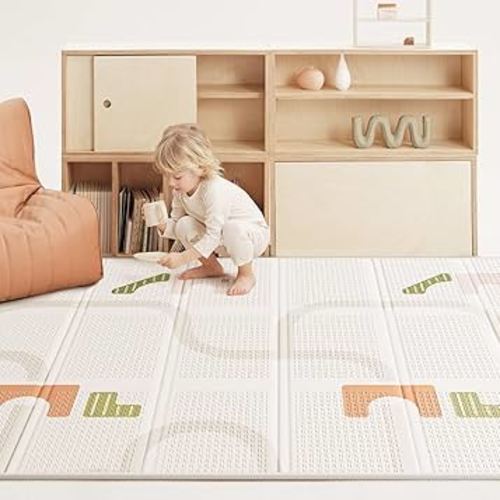 Baby Play Mat Foldable Baby Floor Play Mat Large Soft Foam Playmat for Babies Reversible Waterproof Padded Playmats Portable Thick Crawling Mat for Indoor Outdoor(50"*78"*0.4")
