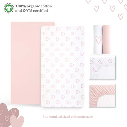 Evolur I Heart You Collection ( 2pc Sheet Set ), Baby Pink & Heart Print