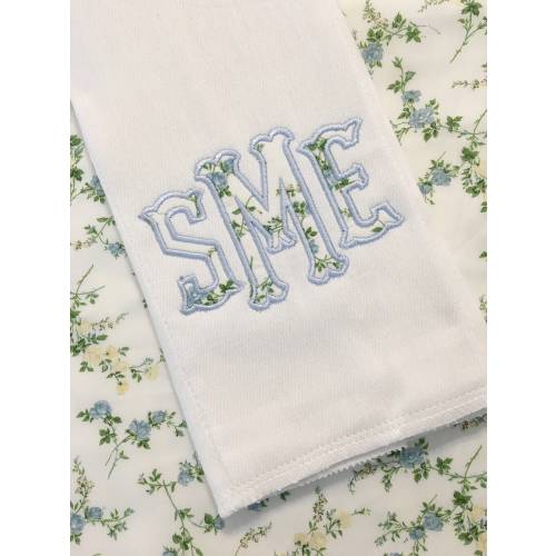 Applique Liberty Monogram Baby Burp Cloth or Bib