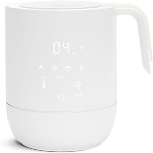 Munchkin Precision Baby Bottle Warmer for Breastmilk, Formula, Food Jars, and Sterilizing Small Parts - Compatible with All Bottle Brands, Glass, Silicone & Plastic, Digital Display, White (Plug-in)