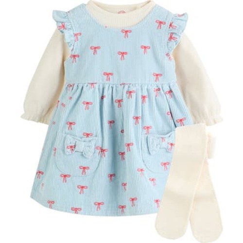 Bow Corduroy Pinafore Dress, Bodysuit & Socks Set, 9-12M