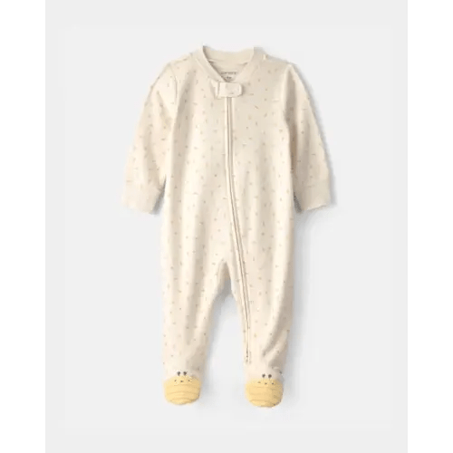 Baby Girl Bee 100% Cotton 2-Way Zip Sleep & Play Pajamas - Ivory | Carter's