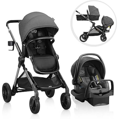 Evenflo Pivot Xpand Modular Travel System with LiteMax Infant Car Seat with Anti-Rebound Bar (Sabino Gray)