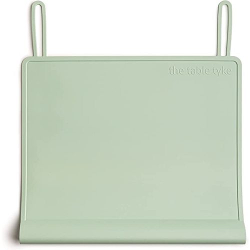 Table Tyke Silicone Placemat for Toddlers with Teething Table Edge Bumper - Non-Slip Baby Placemat for Restaurant & Home Dining - BPA Free Kids Food Mat - Travel Ready Toddler Eating Mat - Sage Green