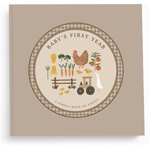 Lucy Darling Little Farmer Baby Memory Book – First Year Journal, 5-Year Milestone Scrapbook & Photo Album – Rustic Farming Adventure Keepsake for Baby Boy or Girl