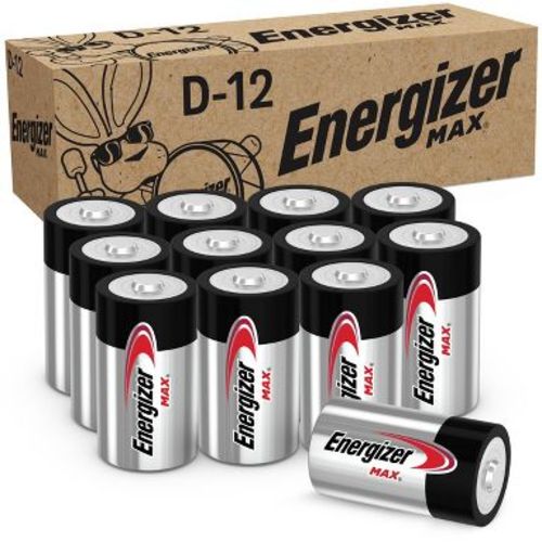 Energizer Max D Batteries - 12pk Alkaline Battery: Household, 1.5V, Single-Use