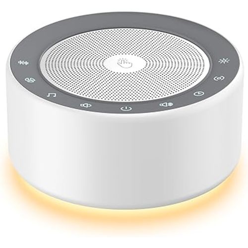 Kipcush White Noise Machine with Night Light – Nursery Sound Machine with Soft Non-Glare Lamp, 30 Soothing Sounds, 8 Color Lights, Up to 8-Hour Timer for Baby & Adults