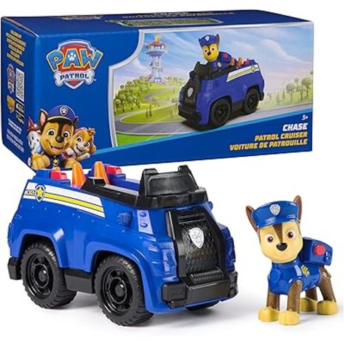 PAW Patrol, Chase’s Patrol Cruiser, Toy Car with Collectible Action Figure, Sustainably Minded Kids Toys for Boys & Girls Ages 3 and Up