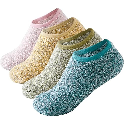 SKOLA Cozy Winter Fuzzy Women Socks Grip Slippers Fluffy House Non Skid Microfiber Socks