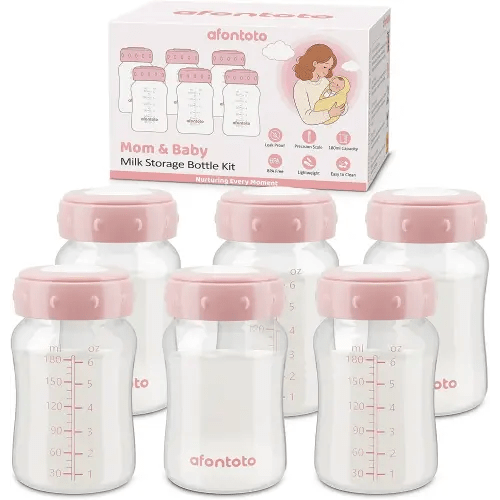 6PCS Breastmilk Storage Bottle Compatible with Spectra S1/S2/SG/9Plus /Motif Luna Flange, Wide-Neck Spectra Bottles for Pumping, Baby Bottle Storage with Lid Fit Momcozy Breast Milk Cooler 22oz, Pink