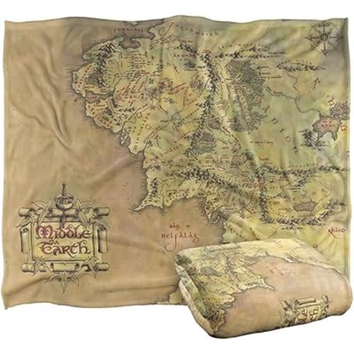 The Lord of The Rings Blanket, 50"x60" Map of Middle Earth Silky Touch Super Soft Throw Blanket