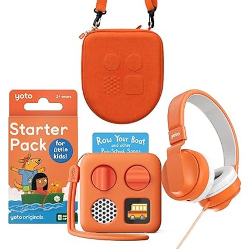 YOTO Mini Bundle + Starter Pack for Little Kids + Wired Headphones + Mini Travel Case + Fruit Punch Jacket - Kids Screen-Free Bluetooth Audio Player, All-in-1 Travel Device for Stories Music Podcasts