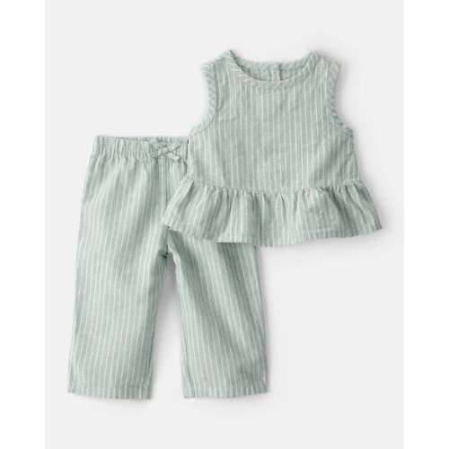 Baby Girl 2-Piece Sleeveless Tee & Pant Set - Green | Carter's