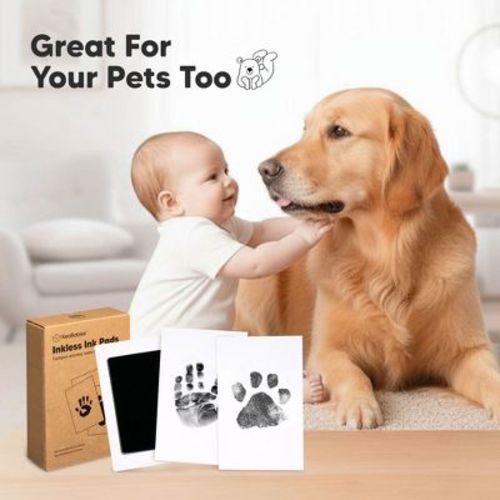 KeaBabies 4pk Inkless Hand and Footprint Kit, Ink Pad for Baby Hand and Footprints, Mess Free Baby Imprint Kit (Jet Black)