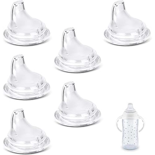 Replacement Silicone Spout Compatible with NUK Learner Cup & Active Cup, Soft Transition Spout for Sippy Cups, Leak-Proof, BPA-Free, Easy to Clean Medium Flow (6 Pack)