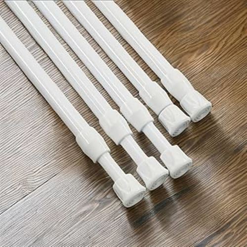 Amazon.com: 30-50cm Adjustable Tension Curtain Rod - White Steel Telescopic Pole, No-Drill Shower & Window Solution for Kitchen/Bathroom/Bedroom : Home & Kitchen