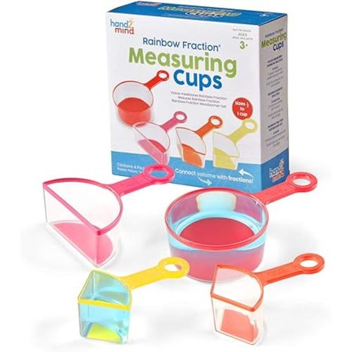 hand2mind Rainbow Fraction Measuring Cups, Kids Montessori Kitchen Tools, Toddler Cooking Tools, Sensory Table Materials, Fraction Manipulatives, Homeschooling Supplies, Easter Baking (Set of 4)
