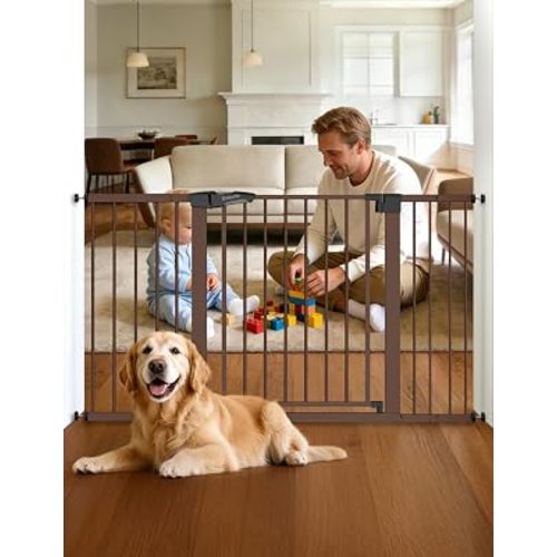 Babelio 29-55" Extra Wide Baby Gate with Door, PressGuard P7, Brown