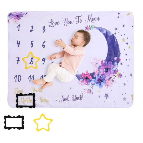 40"x59"Child growth commemorative blanket, customizable with name and gender design - soft flannel suitable for kids, an ideal gift for a baptism or first birthday