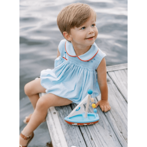 Beckett Bubble Brentwood Blue Pique - Sailboat