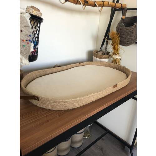 Baby Changing Basket with Pad; Changing Basket Handmade from Jute on Wood Bottom, Changing Pad, Baby Change Table, Optional Diaper Boxes