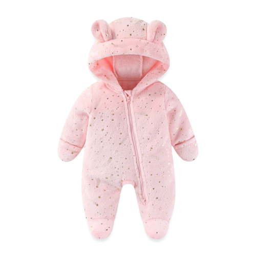 Krdevn Winter Thermal Snowsuit for Baby Girls Insulated Jumpsuit with Hood Outdoor Warm Snow Wear Padded Romper,Fall Clothes,Size:6-9 Months