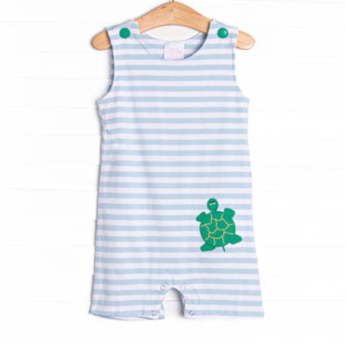 Turtle Time Applique Jon Jon, Blue Stripe – Stitchy Fish