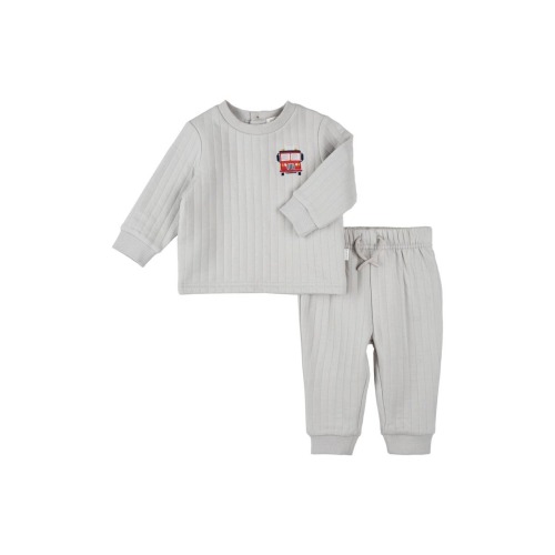 Fire Truck Embroidered Quilted Sweatshirt & Joggers Set, 6M