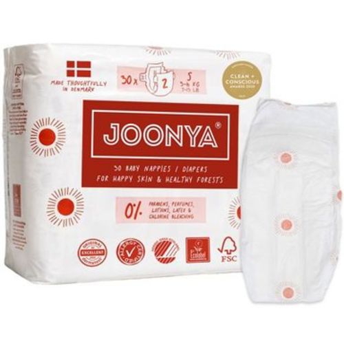 Joonya Baby Diapers, Size 2 S (7-13 lb) - 1 Bag of 30 - Non-Toxic, Eco-Friendly, Ultra Slim, Overnight Use - Made in Denmark