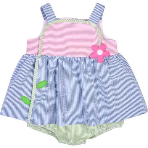 Seersucker Romper With Flower - Florence Eiseman | Maisonette