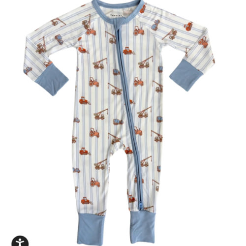 Tractors and Stripes Zipper Romper IMJ x Jenna Johnson – In My Jammers