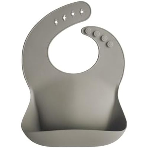 mushie Silicone Baby Bib | Adjustable Fit Waterproof Bibs (Silver Sage)
