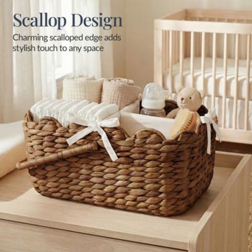 Diaper Caddy Organizer for Baby w/ Divider & Handles - Chestnut